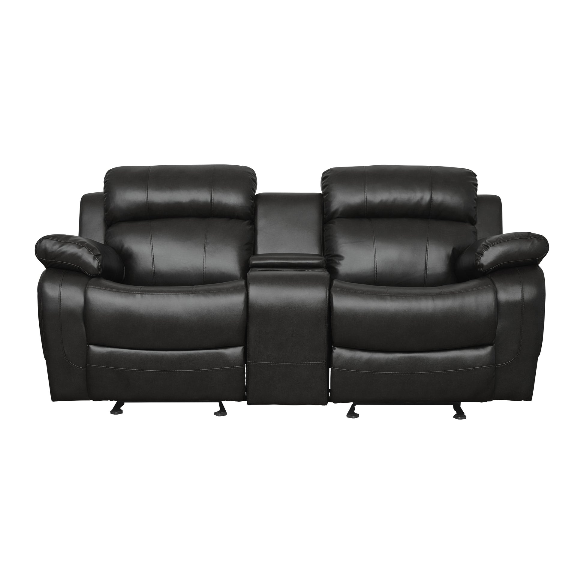 Double Glider Reclining Love Seat with Center Console black-primary living space-contemporary-solid