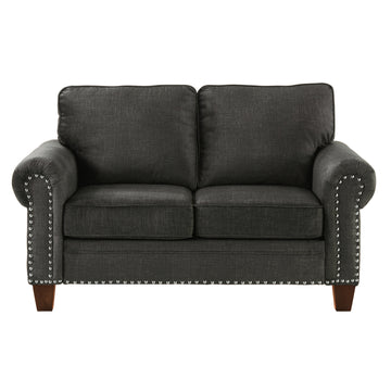 Traditional Style Dark Gray Loveseat 1pc Microfiber dark gray-primary living