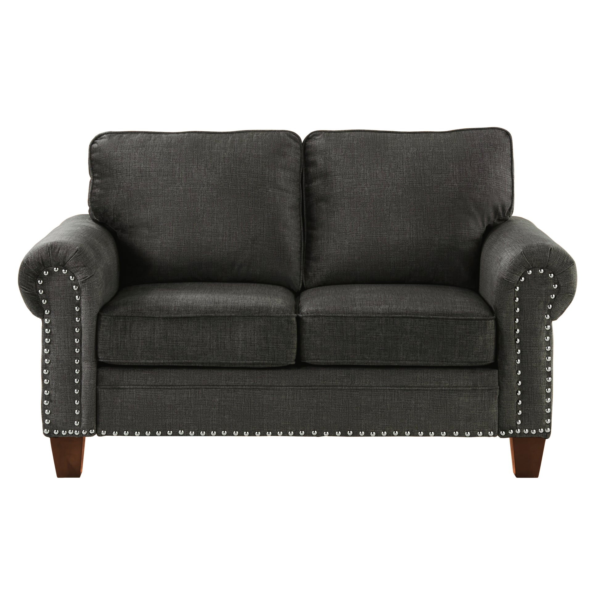 Traditional Style Dark Gray Loveseat 1pc Microfiber dark gray-primary living