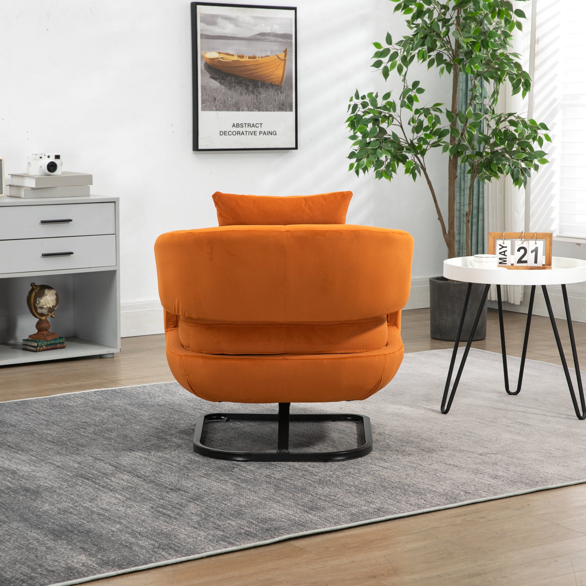 House hold Upholstered Tufted Living Room Chair orange-velvet