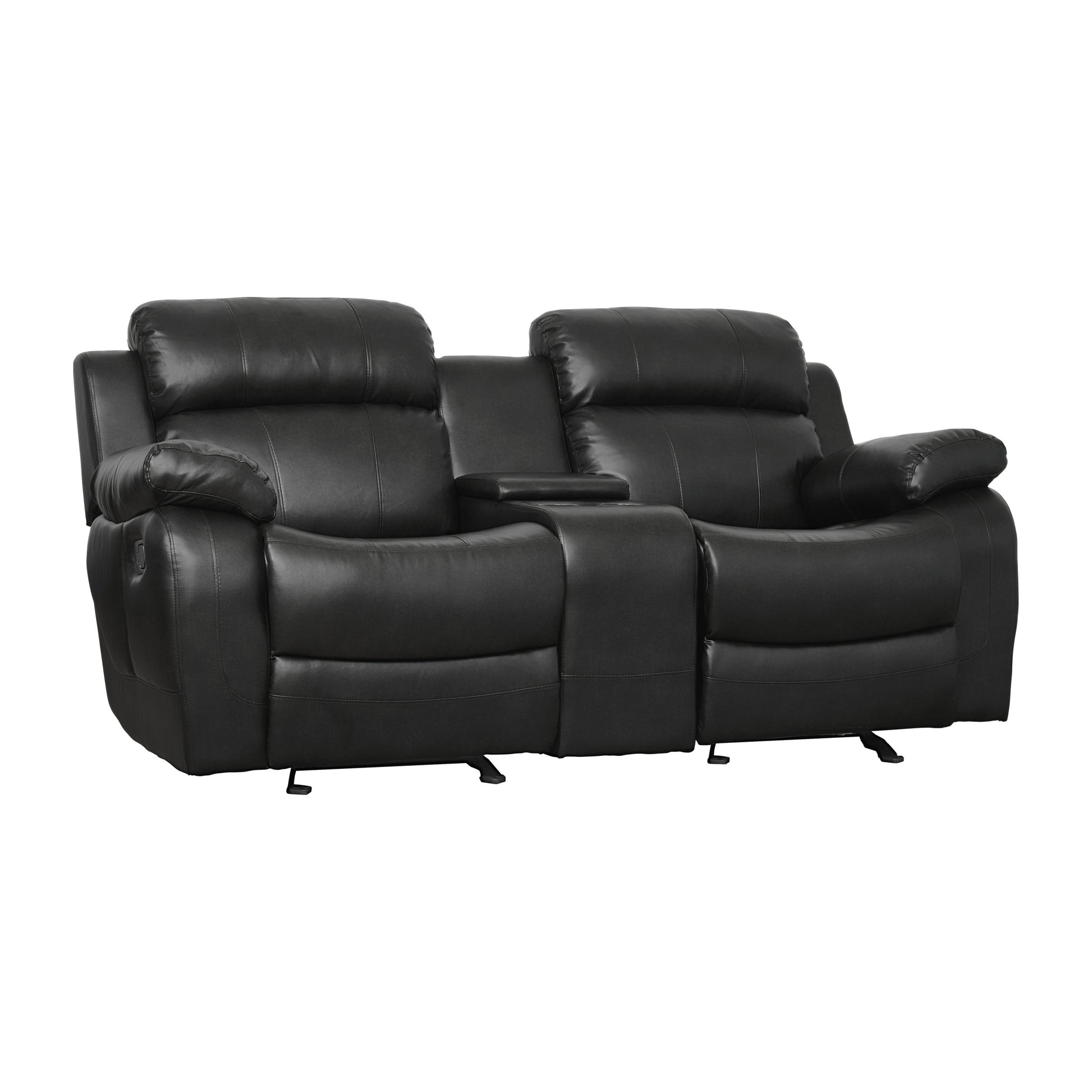 Double Glider Reclining Love Seat with Center Console black-primary living space-contemporary-solid