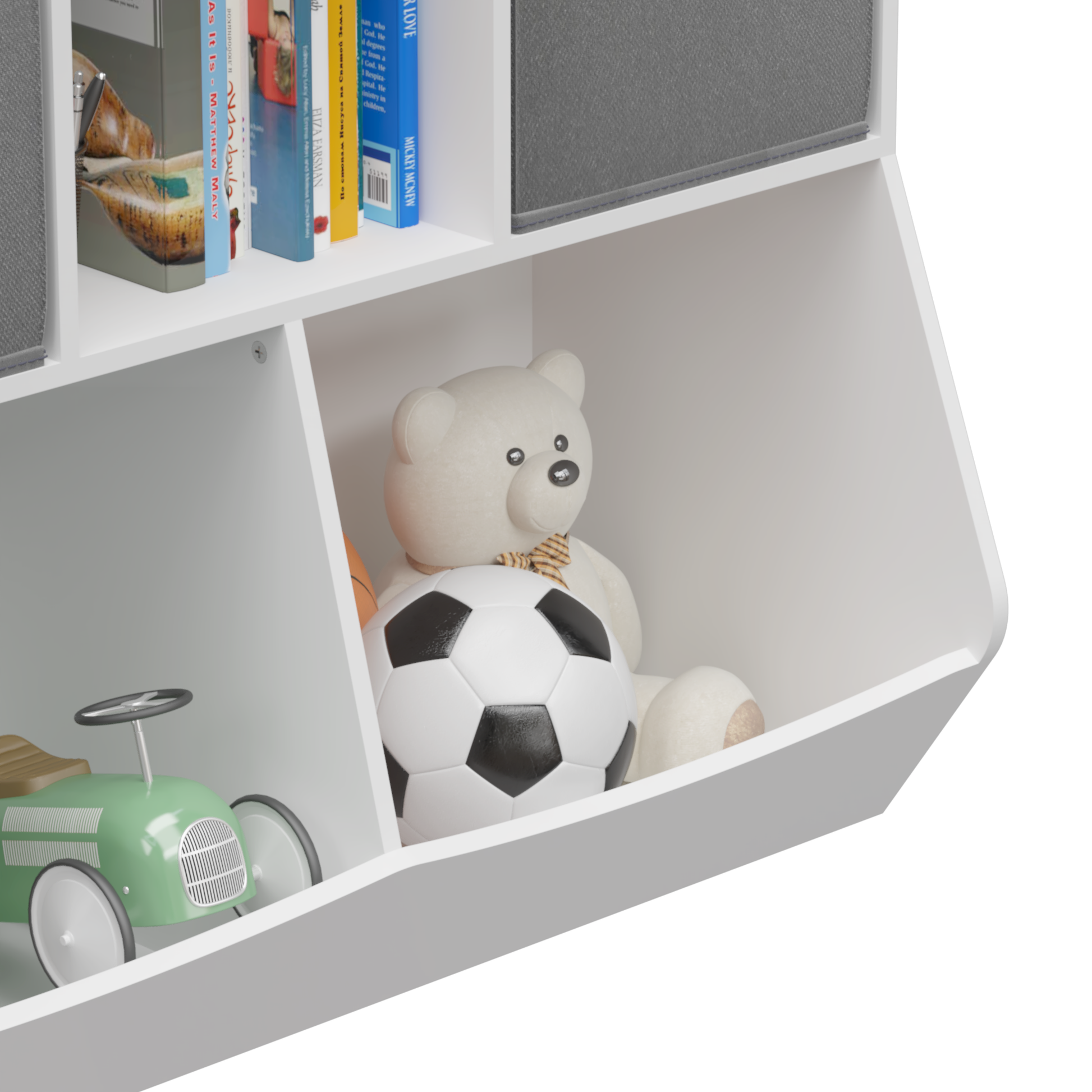 Kids Bookcase With Collapsible Fabric Drawers -