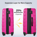 Hardshell Luggage Sets 2Pcs Bag Spinner Suitcase with pink-abs