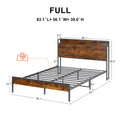 Bed Frame With Charging Station Full Size, Rustic