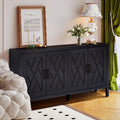 Four Door Wooden Twill Sideboard American Country black + dark walnut-mdf