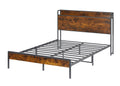 Bed Frame With Charging Station Full Size, Rustic