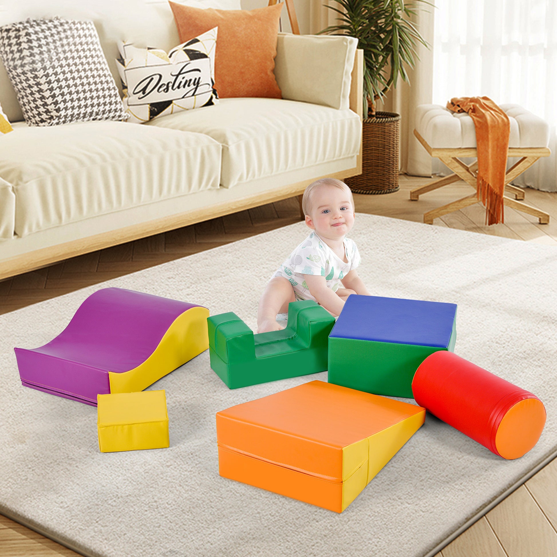 Colorful Soft Climb and Crawl Foam Playset 6 in 1 colorful-foam