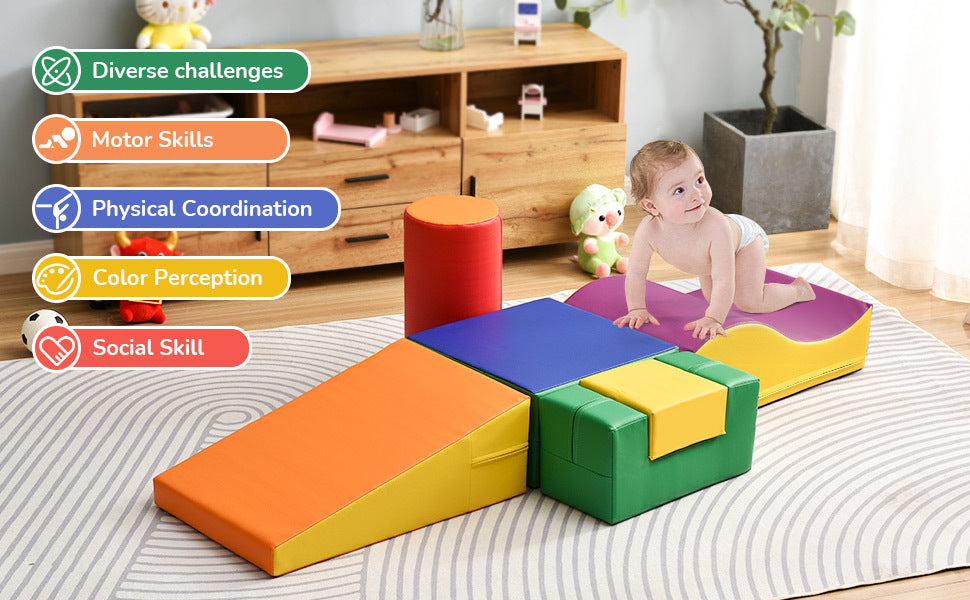 Colorful Soft Climb and Crawl Foam Playset 6 in 1 colorful-foam