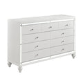 Glamorous Metallic White Finish Dresser of 9x Drawers white-dining room-glam-modern-wood