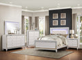 Metallic White Finish Queen Bed LED Headboard Button box spring