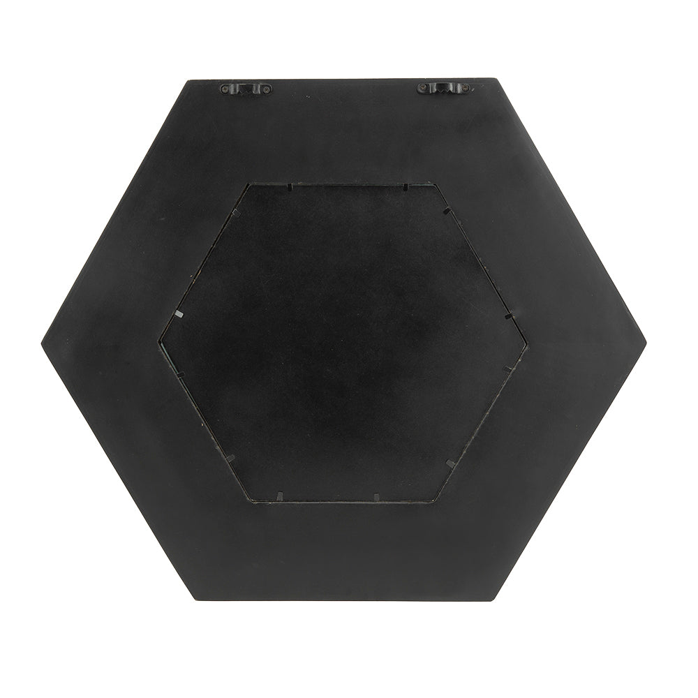 18.5" x 18.5" Hexagon Mirror with Solid Wood Frame black-wood+glass