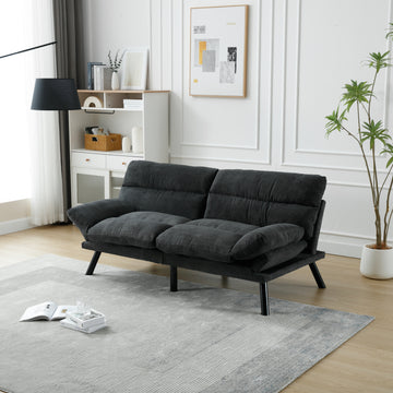 COOLMORE Velvet Sofa , Accent sofa loveseat sofa with dark gray-linen