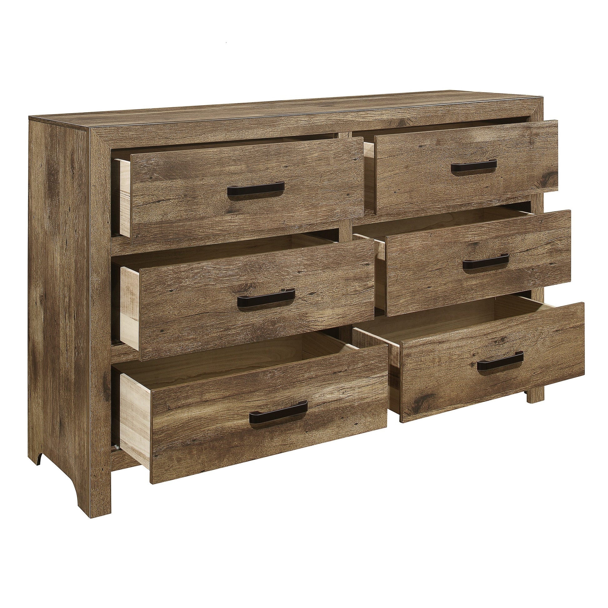 Rustic Style Dresser w 6 Storage Drawers Weathered old pine-bedroom-classic-transitional-wood