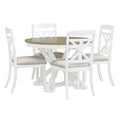 5 Piece Retro Functional Dining Table Set brown + antique white-solid wood