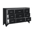 Pearl Black Metallic Finish Dresser 1pc 9 Drawers black-bedroom-contemporary-glam-modern-wood