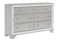 Glamorous Silver Finish Dresser 1pc 7 Drawers Beveled silver-glam-modern-wood