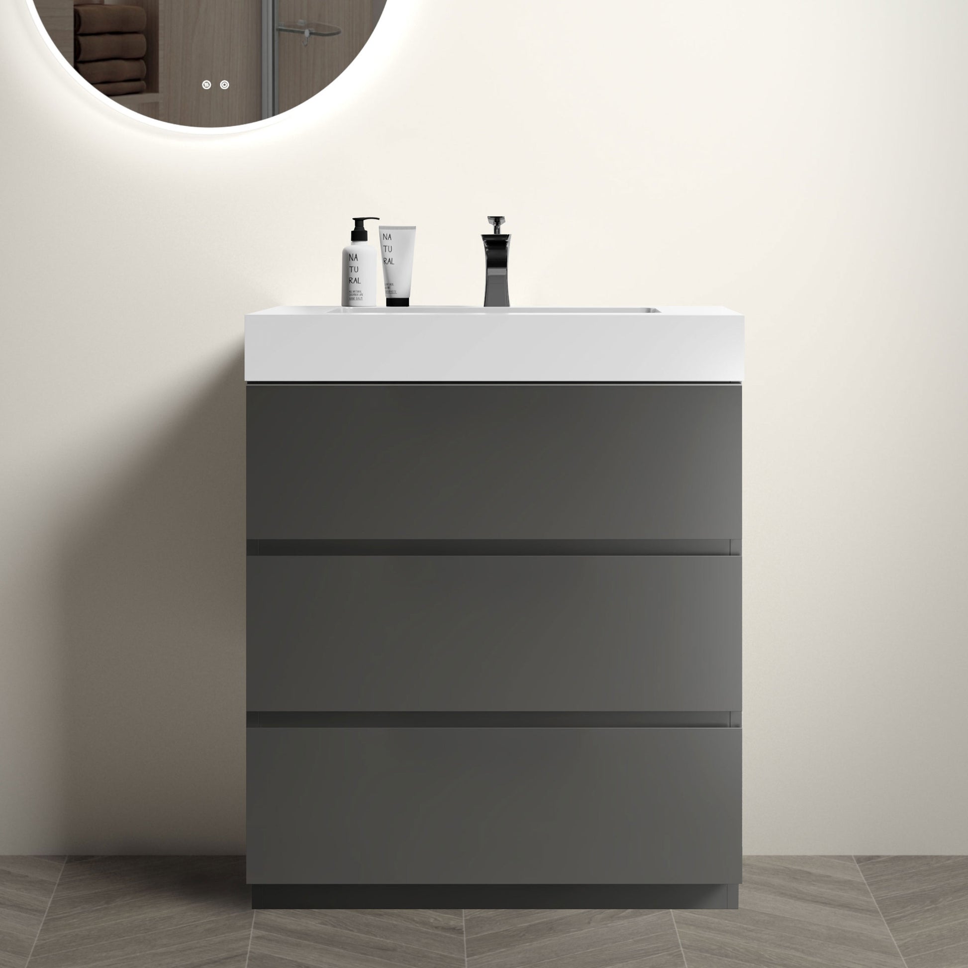 Alice 30" Gray Bathroom Vanity with Sink, Large gray-melamine