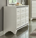 Pearl White Metallic Finish Dresser 1pc 9 Drawers white-bedroom-contemporary-glam-modern-wood