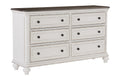 Antique White and Brown Gray Finish1pc Dresser of 6x antique white-bedroom-classic-traditional-wood