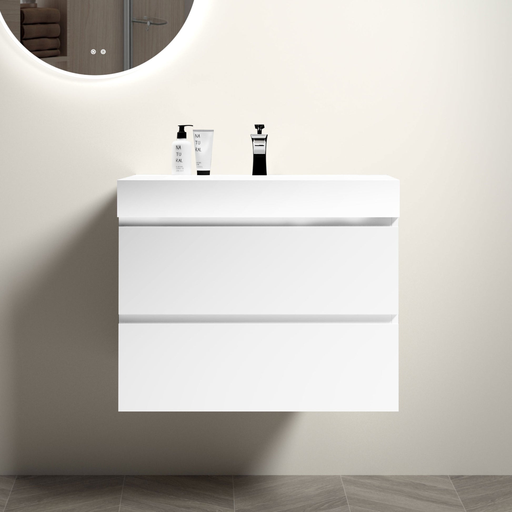 Alice 30" White Bathroom Vanity with Sink, Large white-mdf