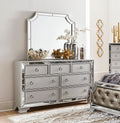 Glamorous Silver Finish Dresser 1pc 7 Drawers Beveled silver-glam-modern-wood