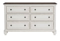 Antique White and Brown Gray Finish1pc Dresser of 6x antique white-bedroom-classic-traditional-wood