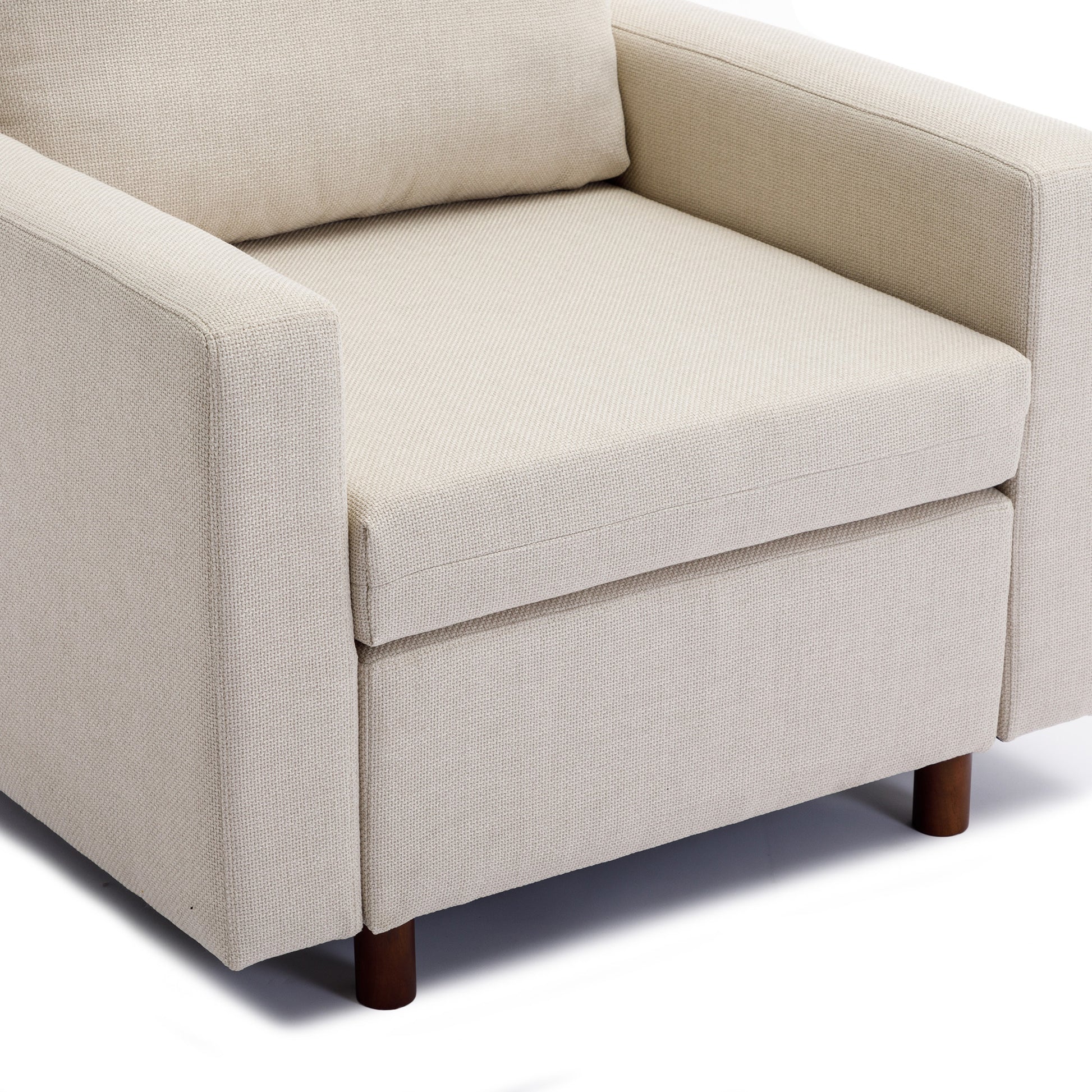 Single Seat Module Sofa Sectional Couch,Cushion Covers cream-linen-wood-primary living