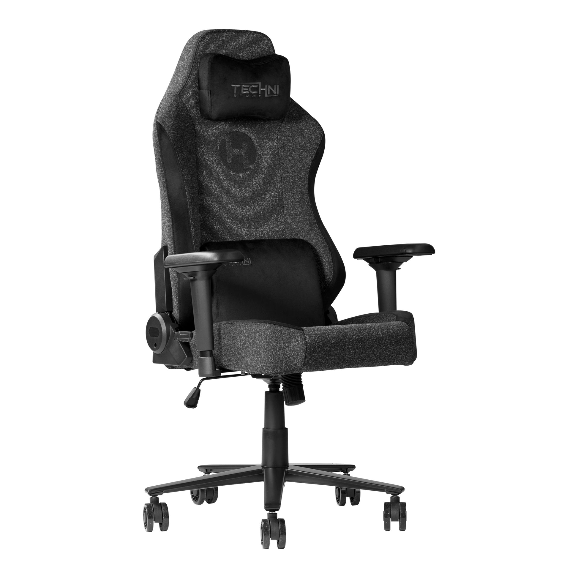 Techni Sport TSF65C Fabric Memory Foam Gaming Chair caster-black-office-spot