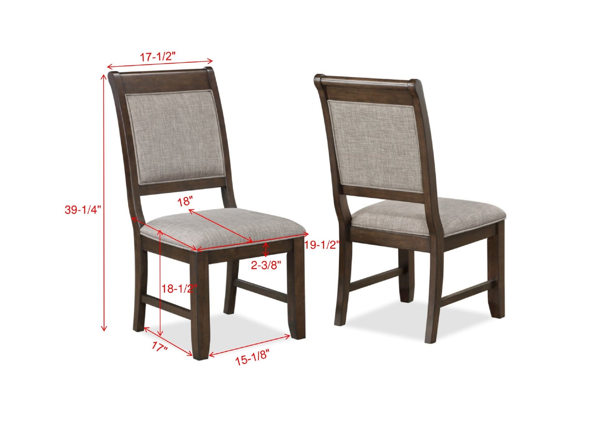 Traditional 2pc Vintage Allure Rich Brown Finish Side brown-brown-traditional-side chair-solid