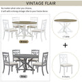 5 Piece Retro Functional Dining Table Set brown + antique white-solid wood