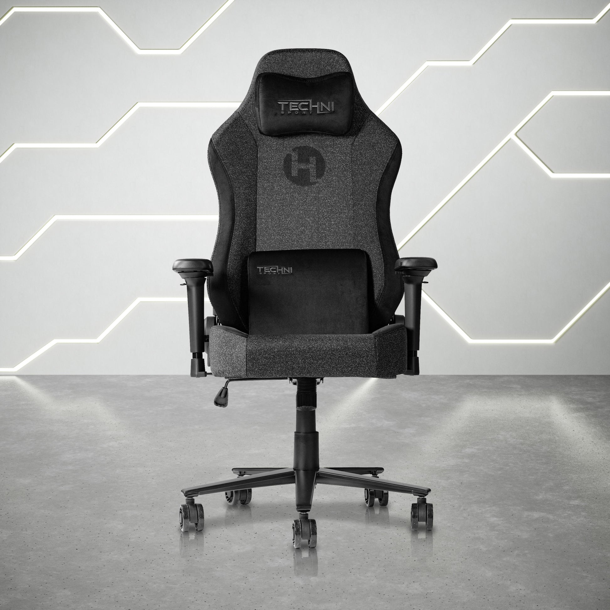 Techni Sport TSF65C Fabric Memory Foam Gaming Chair caster-black-office-spot