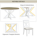 5 Piece Retro Functional Dining Table Set brown + antique white-solid wood