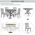 5 Piece Retro Functional Dining Table Set grey-solid wood