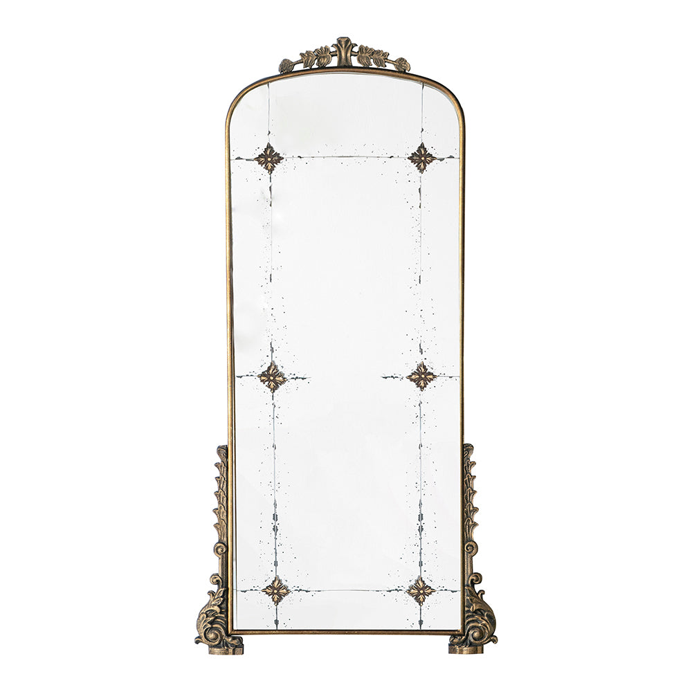 24" X 48.5" Antique Gold Arched Mirror With Metal