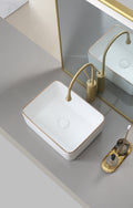 Vessel Bathroom Sink Basin in White Ceramic