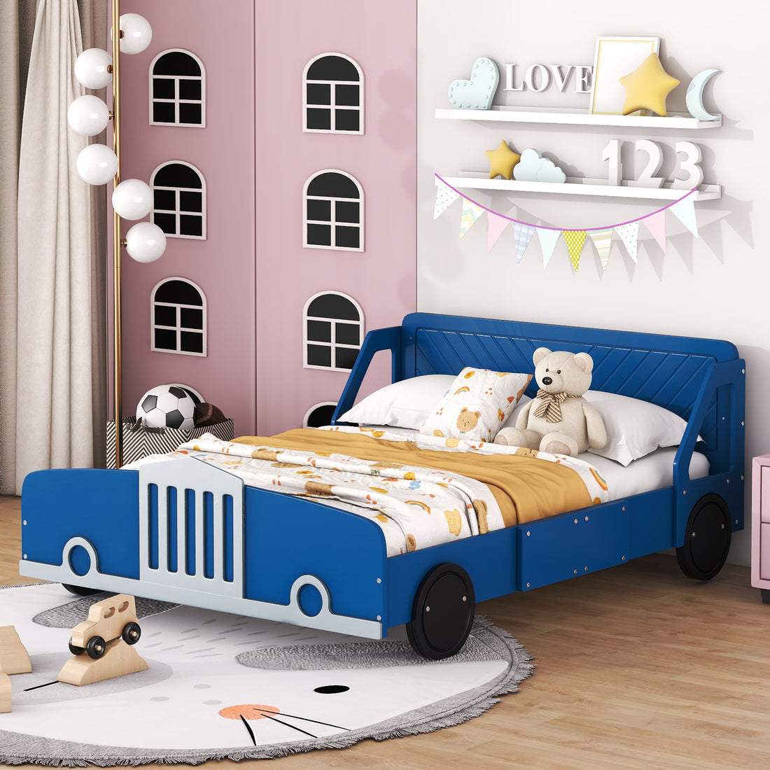 Full Size Car Shaped Platform Bed With