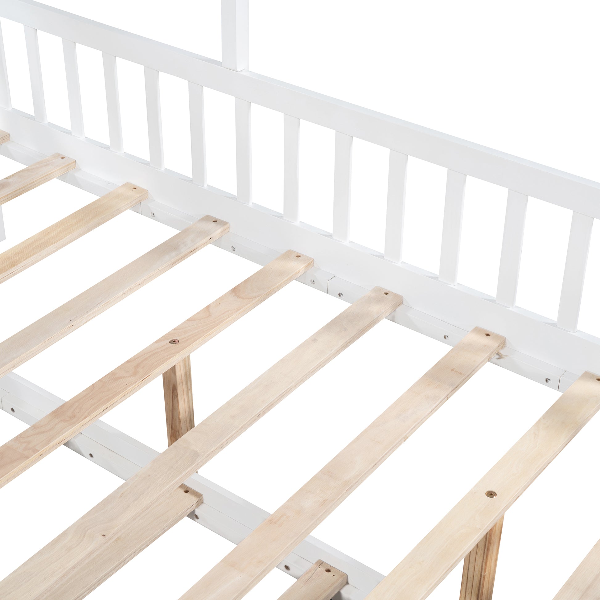 Wooden Full Size House Bed With Twin Size