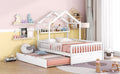 Wooden Full Size House Bed With Twin Size