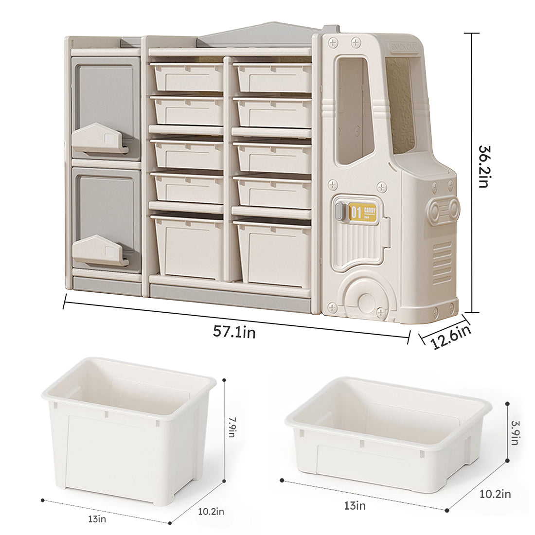 Children'S Toy Storage Cabinets - Grey Hdpe