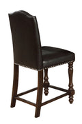 Traditional Style Counter Height Dining Side Chair 2pc polyurethane-brown-side chair-tufted back-wood