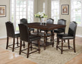 Traditional Style Counter Height Dining Side Chair 2pc polyurethane-brown-side chair-tufted back-wood