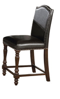 Traditional Style Counter Height Dining Side Chair 2pc polyurethane-brown-side chair-tufted back-wood