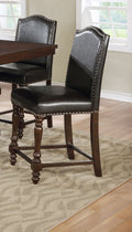 Traditional Style Counter Height Dining Side Chair 2pc polyurethane-brown-side chair-tufted back-wood