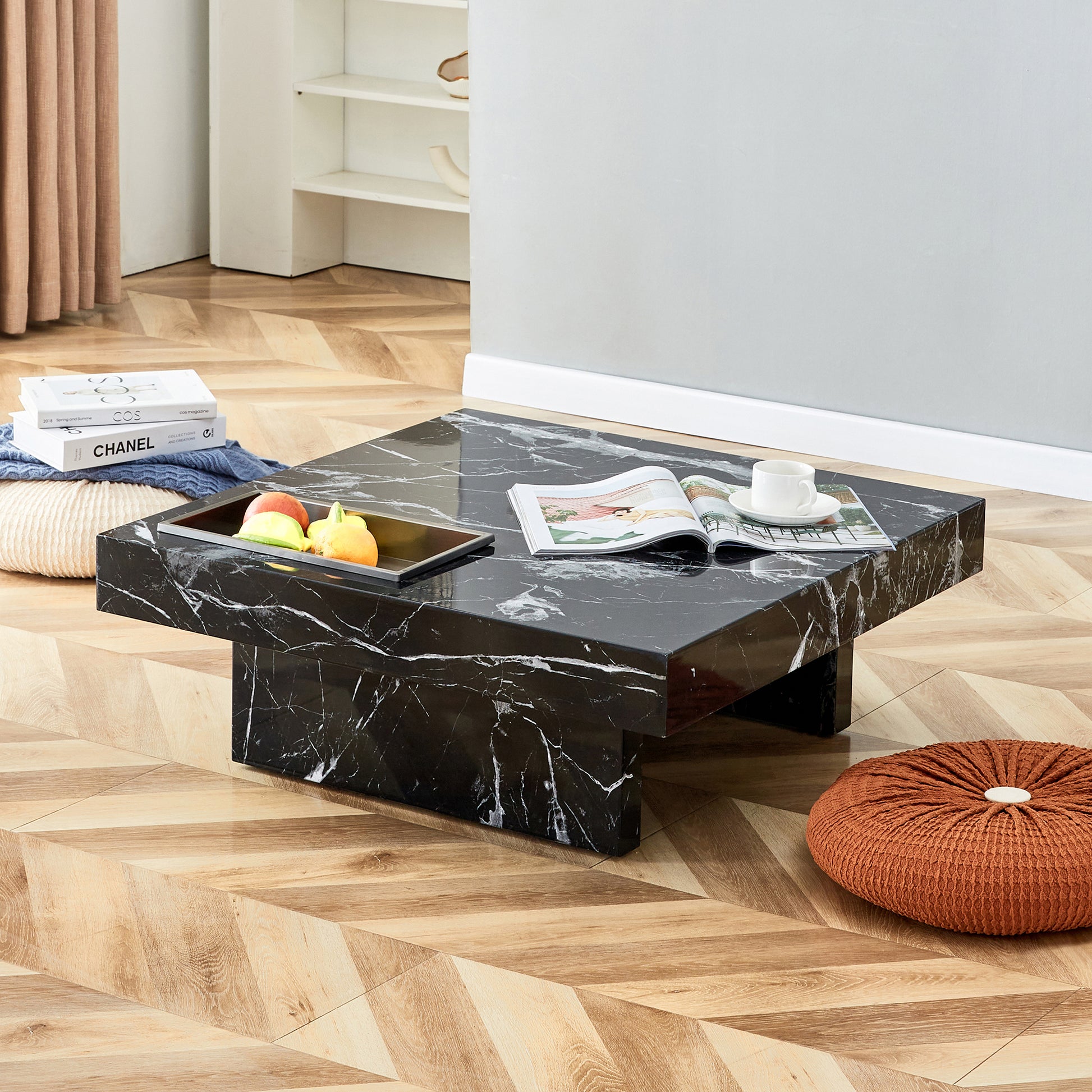 A modern and practical coffee table made of MDF black-mdf