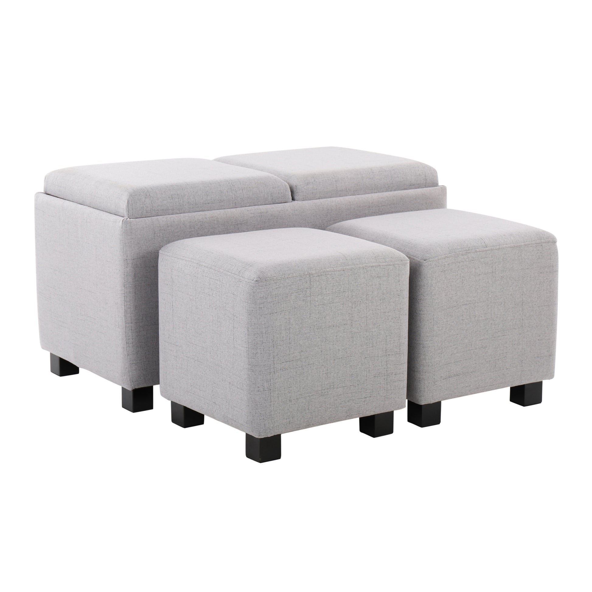 Marlo Dlx Nesting 3 Piece Tray Ottoman Set in