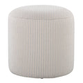 Round Pouf in Knitted Grey and White Fabric by