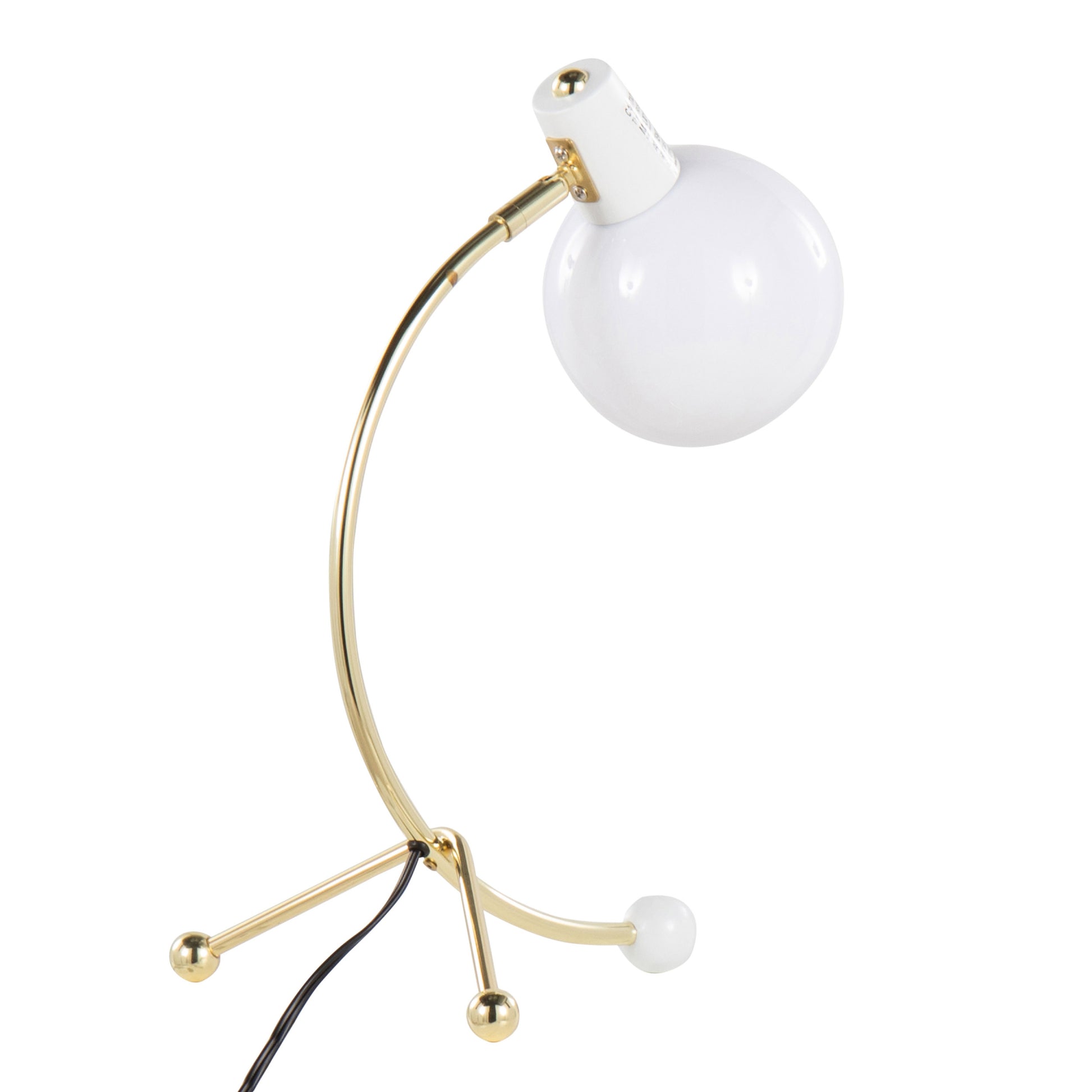 Eileen Contemporary Task Lamp in Gold Metal and White gold-metal