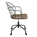 Riley Farmhouse Adjustable Office Chair in Black Metal black-wood