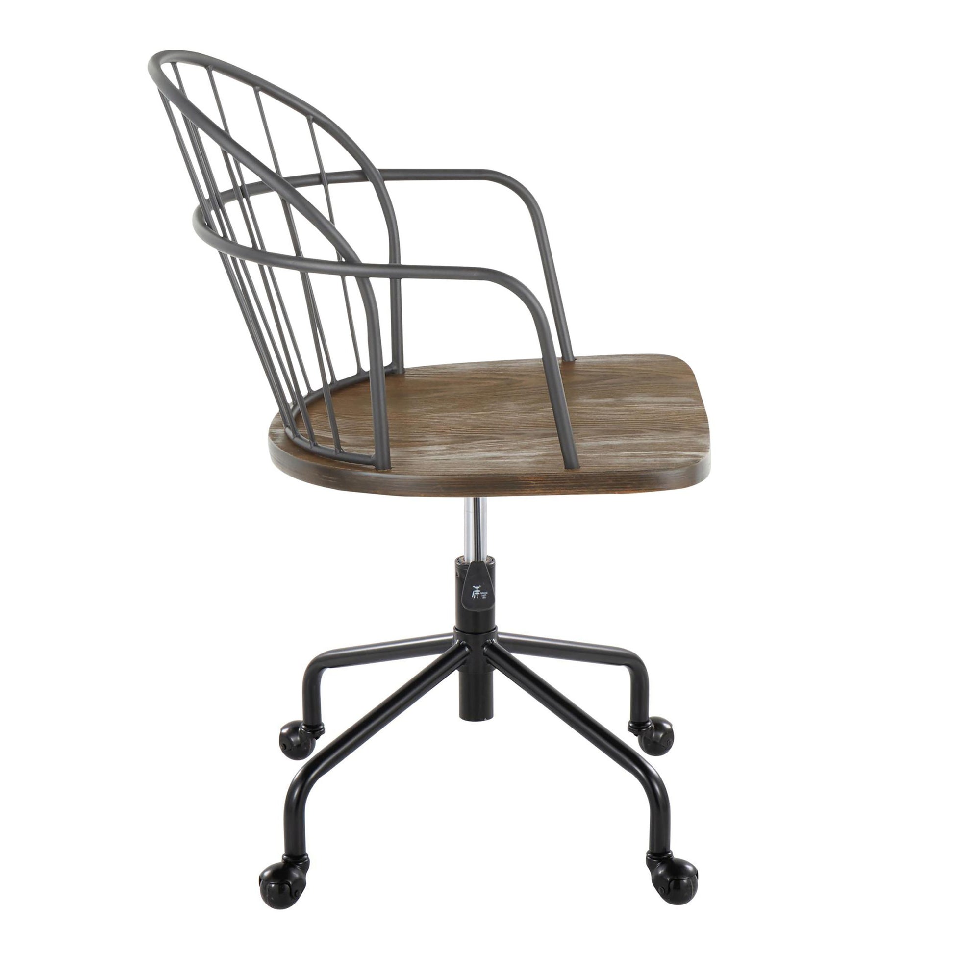 Riley Farmhouse Adjustable Office Chair in Black Metal black-wood