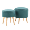 Tray Contemporary Storage Ottoman with Matching Stool teal-foam-fabric